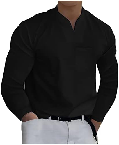 גברים של שרוול ארוך חולצות מוצק צווארון חולצות עם כיסים ספורט כושר אימון בגדי טי חולצה מזדמן רזה בכושר חולצות