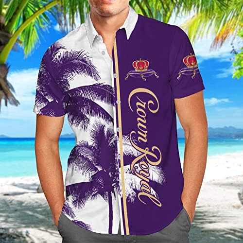 כתר מאוורר הוואי חולצה, אלוהה חוף חופשה מזדמן כפתור למטה קצר שרוול חולצה פרחוני קיץ מתנות