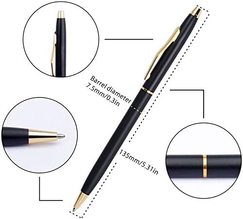 שחור עטים, קמבונד כדורי עט בתפזורת שחור דיו 1.0 ממ בינוני נקודת כתיבה חלקה שחור וזהב עטים עבור גברים נשים