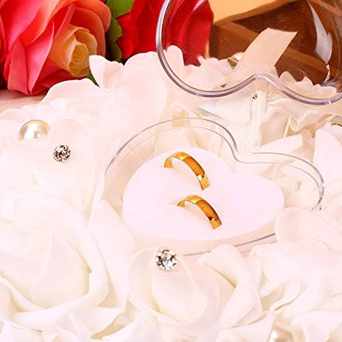 רומנטי עלה חתונה טובה בצורת לב פנינת מתנת טבעת תיבת כרית כרית חתונה קישוט פרח ילדה סלי נושא טבעת תיבת נושא