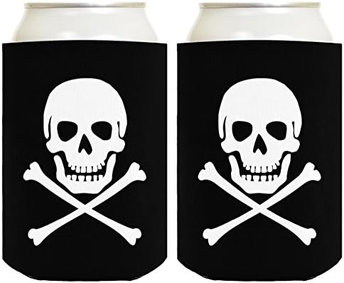 מצחיק בירה קולי גולגולת עצמות מוצלבות פיראטים ג 'ולי רוג' ר 2 חבילה יכול קולי לשתות צידניות קולי שחור