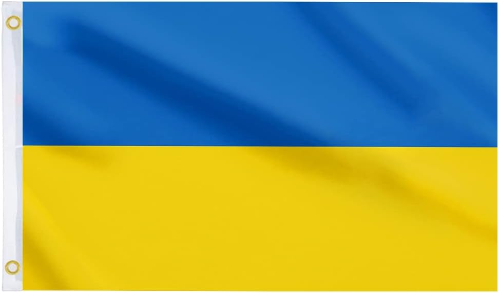 דגל אוקראינה 3x5 רגל עם לריזות פליז, דגלים חיצוניים מקורה באוקראינה וארזות אוקראינה
