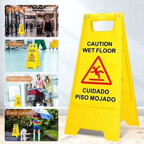 MACARRIE 20 חבילה זהירות שלט רצפה רטוב רצפה רטובה צהוב שלטי דו צדדיים כפולות Cuidado Piso Mojado שלט התראה