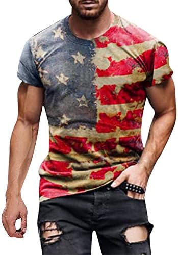 חולצות טריקו מזדמנים של XXBR יום עצמאות חייל שרוול קצר שרוול פטריוטי צמרת טס דגל אמריקאי אימון הדפס