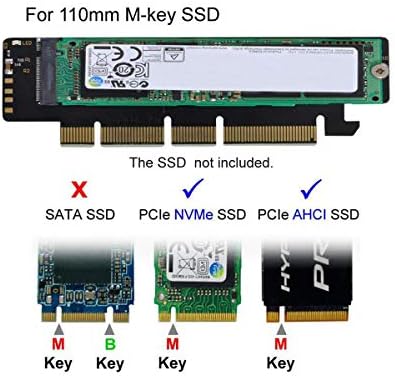 Cablecc ngff m.2 m-key nvme ahci ssd ל- pci-e 3.0 16x 4x מתאם עבור 110 ממ 80 ממ SSD