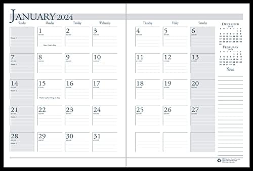 House of Doolittle 2024 מתכנן לוח שנה כלכלי, חודשי, כיסוי שחור, 8.5 x 11 אינץ ', דצמבר - ינואר
