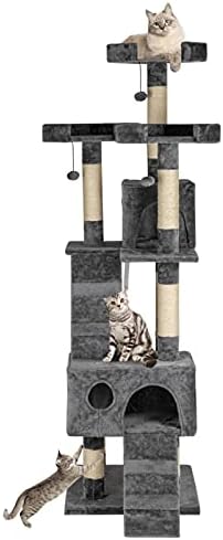 פרוזאב 66 & 34; סיסל קנבוס חתול עץ מגדל דירה ריהוט שריטה הודעה לחיות מחמד בית לשחק חתלתול עם מפנק מוטות