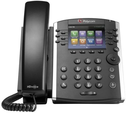 Polycom VVX 411 מערכת טלפון של מדיה עסקית כבלית - 12 שורה POE - 2200-48450-001 - מתאם AC - מחליף את VVX 400