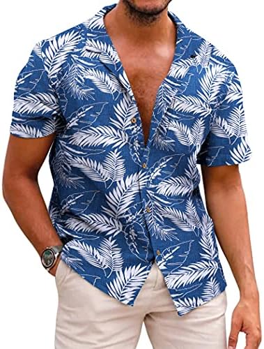 חולצות פרחוניות בהוואי של קואופנדי, כפתור פשתן כותנה, חולצות חוף נופש טרופיות