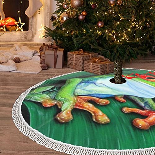 חצאית עץ חג המולד של צפרדע אמנות עם ציצית 48 מעבה עץ חג המולד חצאיות חג המולד קישוטי חג המולד