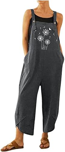 נשים מקרית סרבלי שן הארי הדפסת רומפרס בבאגי ארוך מכנסיים סרבל עם כיסים 2023 קיץ תלבושות