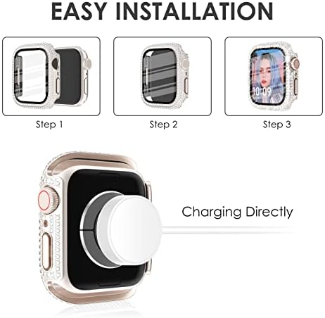 Chanchy 4-Pack תואם למארז Apple Watch 40 ממ פגוש מגן עם מגן מסך, 200 מקרים של גביש בלינג יהלום