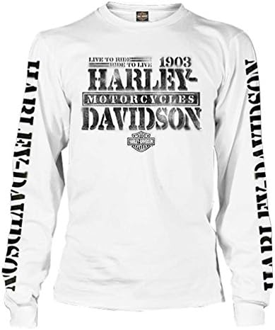 הארלי-דייווידסון לחופש מצוקה של גברים, חולצת שרוול ארוך, לבן, לבן