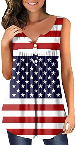 יום העצמאות של ווקאצ'י לנשים פלוס גודל אמריקאי 4 של יולי הדפס V צוואר שרוול קצר חולצות חולצות כפתור על ידי