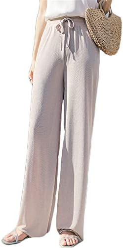 נשים של ארוך קרח משי יוגה מכנסיים טרקלין מכנסיים הלבשת מכנסי עם שרוך מכנסיים