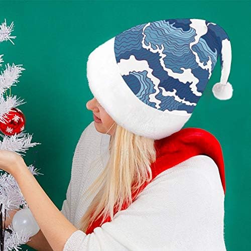 חג המולד סנטה כובע, אוקיינוס גל חג המולד חג כובע למבוגרים, יוניסקס נוחות חג המולד כובעי לשנה חדשה חגיגי תלבושות