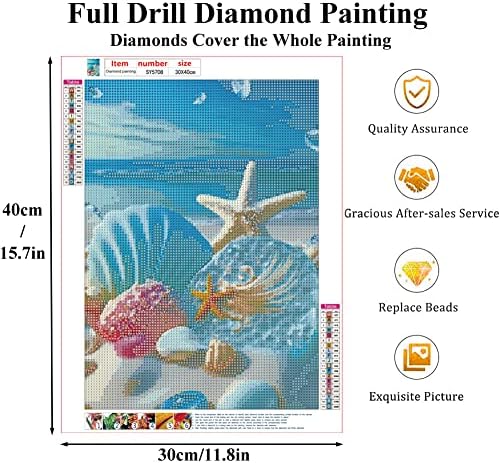 Miraclekoo Beach Seashells ציור יהלום לפי ערכת מספר למבוגרים - ערכות אמנות יהלומים מלאות מקדח נקודות יהלומים