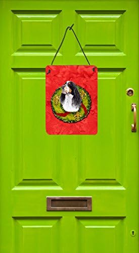 9092-1216 ספרינגר ספנייל חג המולד זר קיר או דלת תליית הדפסי, אלומיניום מתכת סימן מטבח קיר בר אמבטיה פלאק בית