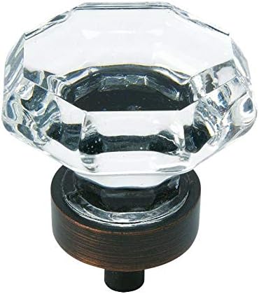 COSMAS 10 חבילה 5268ORB-C שמן שפשף שפשוף ארון ברונזה ידית חומרה עם זכוכית ברורה-קוטר 1-5/16