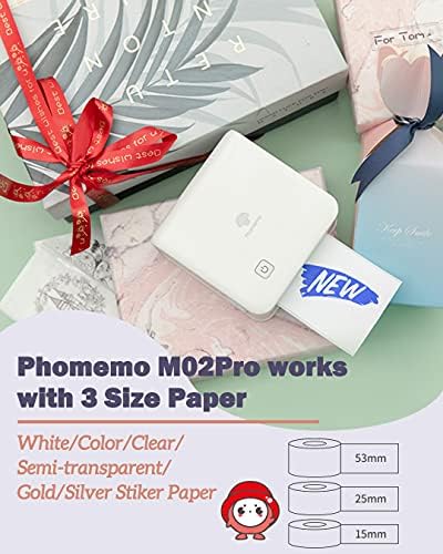 PHOMEMO 300DPI כיס כיס נייד מדפסת כיס- M02 PRO PORTHER PORTABEL MINI MINI PHOTE תואם ל- iOS ואנדרואיד,