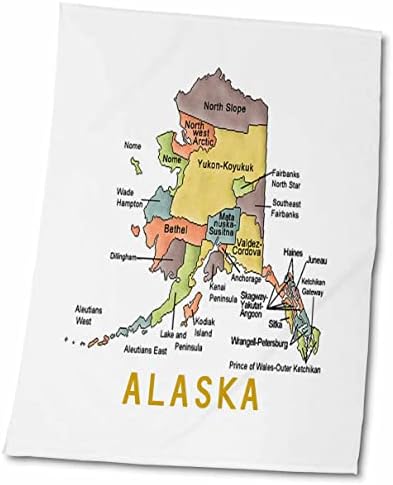 מפות פלורן 3 של מדינות מחוזות - מפת צבע של מחוזות אלסקה - מגבות