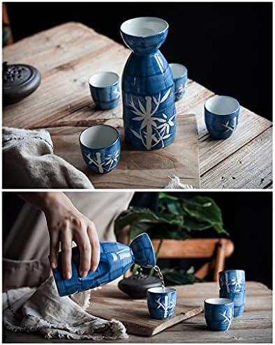 Slatiom Sake Secring סט רגיל מודפס בעבודת יד חרסינה בסגנון יפני כוסות חרסינה כוסות חרסינה בקבוק חרסינה לשתייה