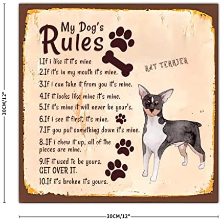 מצחיק כלב מתכת פח סימן שלי כלב של כללים חמוד גור כלב סימן עם כלב ציטוט בציר מתכת הדפסת כפרי לחיות