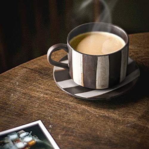 ספל קלאסי עיצוב קרמיקה קפה ספלי 6.6 אונקיה כוסות עם צלחות עבור חם או קר משקאות כמו קקאו, חלב, תה או מים קפה כוס