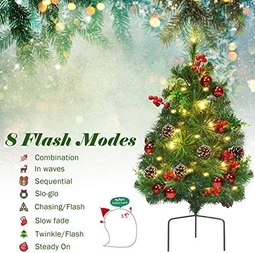 BestComfort 24 אינץ 'מסלול עץ חג המולד סט של 2, עץ חג המולד מיני המונע על ידי סוללה w/ 30 נורות LED, 8 מצבי מהבהב,