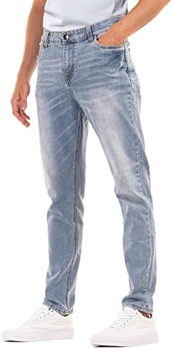 מכנסי ג 'ינס סקיני למתוח מכנסי ג' ינס לגברים עם רגל ישרה