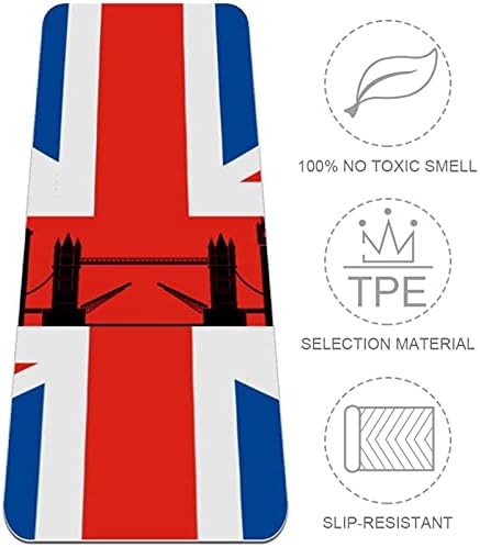 עבה החלקה תרגיל & מגבר; כושר 1/4 יוגה מחצלת עם בריטי דגל לונדון הדפסת עבור יוגה פילאטיס & מגבר;
