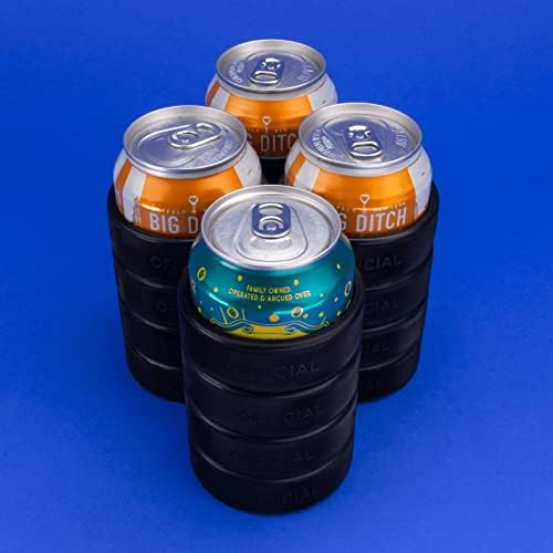 מצנן פחיות בירה עשוי מ-4 פאקי הוקי קרח אמיתיים, מצנן בירה 12 עוז למתנות הוקי, מצנני קופסאות שחורות
