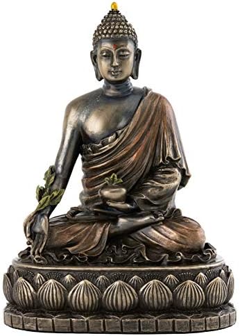 אוסף עליון רפואה פסל בודהה- בודהה מפיסול הריפוי בברונזה של צוות קרה פרימיום- צלמית אספנית בגודל 5.5 אינץ