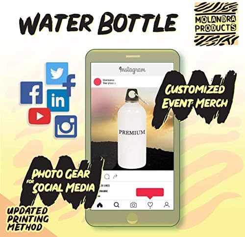 מוצרי מולנדרה yandell - 20oz hashtag נירוסטה בקבוק מים לבן עם קרבינר, לבן