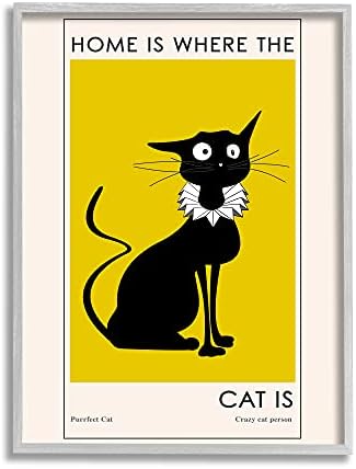 הבית של Stupell Industries Home's Cat נמצא ביטוי חתול אופנה מצחיק, עיצוב מאת Ayse Gray Framed Art Art, 11