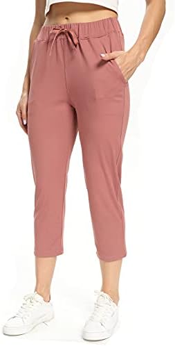 מכנסי גולף של קפרי יוגה לנשים לורכת אימון מכנסי יבול מכנסי טרנינג קפריס מכנסי טרקלין נוחים עם כיסים