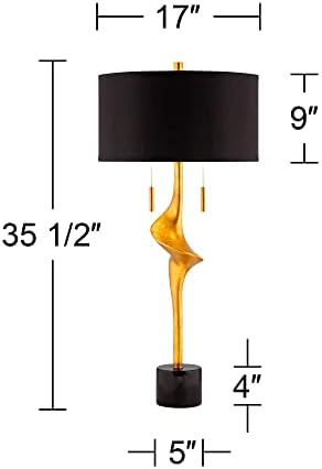 פוסיני אירו עיצוב אתנה אמצע המאה מודרני מזנון שולחן מנורת 35 1/2 גבוה זהב עלה מתכת מופשט שחור תוף