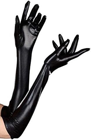 לובינט נשים סקסי מראה רטוב שחור ארוך כפפות עבור תלבושות קוספליי פוטושוט