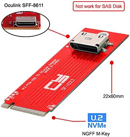 Xiwai pci-e 3.0 m.2 m-key to oculink SFF-8612 SFF-8611 מתאם מארח עבור PCIE NVME SSD 2260