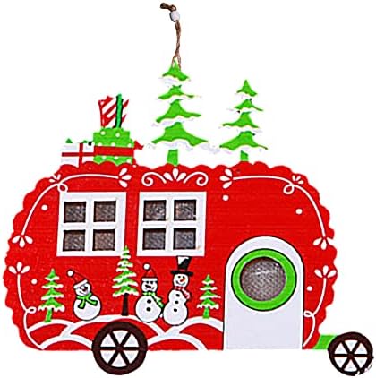 מכונית עץ תליון יצירתי עץ קטן חלול חג המולד קישוט זוהר בית עיצוב בית קנדי ​​קני קנב עם אורות