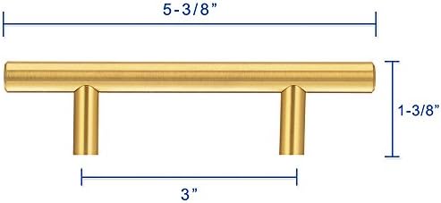 Lizavo 701bborbblk ארון זהב מודרני מושך סגנון אירו מוצק ארוך ארון מטבח ארון מטפל חור מרכז 1 חבילה, זהב)