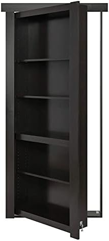 Murphy Door® - ארון ספרים סודי נסתר, 28 x 80 סומק סומק, מורכב, ציון צבע עמיד בפני לחות, גימור שחור