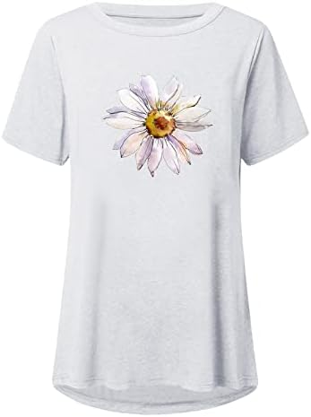 חולצות גדולות לנשים, טיז גרפי של פרח חיננית שרוול קצר חולצה מעוררת השראה צמרות קיץ מזדמנים