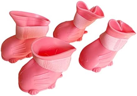 יירטרי 4 יחידות מחמד נעלי גשם מחמד צבעי נשימה אטומים למים צבעי כלב מגפי גשם תואמים ורוד חורפי