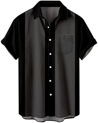 Zddo Mens Mens חולצות מזדמן כפתור למטה שרוול קצר בתוספת גודל צבע קיץ בלוק וינטג 'רופף בכושר חוף הוואי