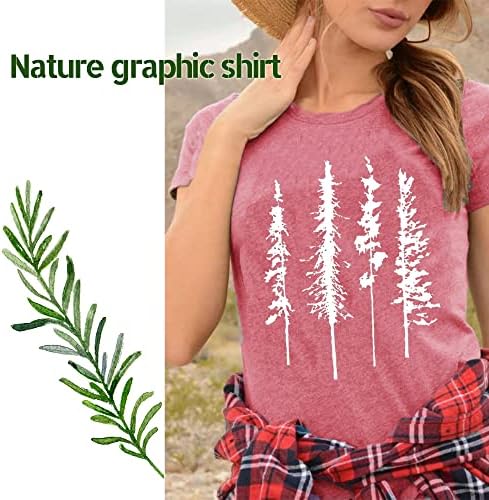 מצחיק גרפי נשים סקיני אורן עץ חולצה קיץ טיולי קמפינג ספורט טיז טבע מזדמן קומפי בגדים