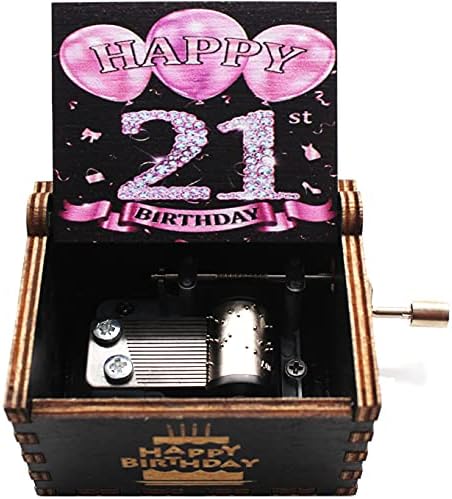 קופסת מוזיקת ​​עץ של Ukebobo- קופסת מוזיקה ליום הולדת שמח, מתנות ליום הולדת 21, קישוטים למסיבות יום הולדת בן