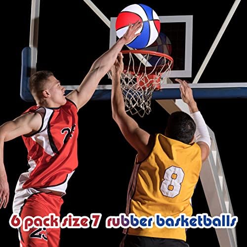 6 חבילות כדורסלני נוער בתפזורת גודל רשמי 7 כדורסל גומי גומי כדורסל מתנפחים עם משאבה כדורסל סטנדרטי כדורסל
