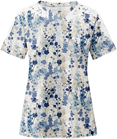 תחרה חולצות הוואי לנשים לנשים אופנת קיץ דקה בכושר טוניקה עליונה חוף חולצה פרחונית חולצה חולצה מזדמנת