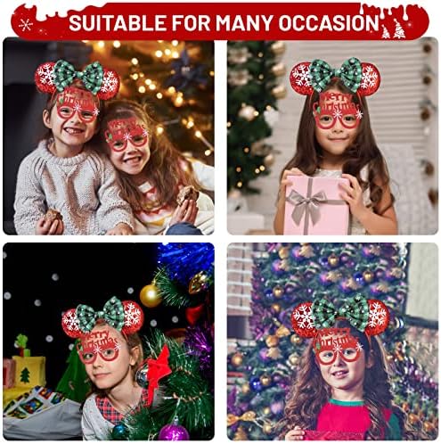 אריתם חג המולד סרטי ראש ומשקפיים סט, עיצובים שונים עבור מסיבת חג המולד קישוטי צד טובה לילדים מבוגרים